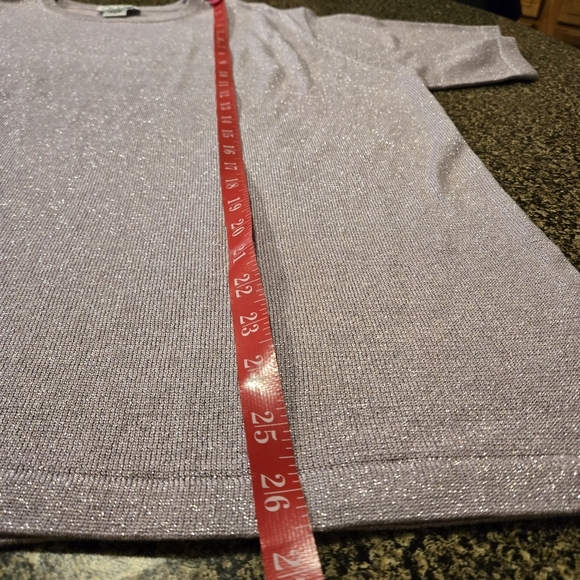 Anna Gray Silk Blend Boat Neck Pale Mauve Silver Metallic Sweater Women size 1X - Picture 6 of 8
